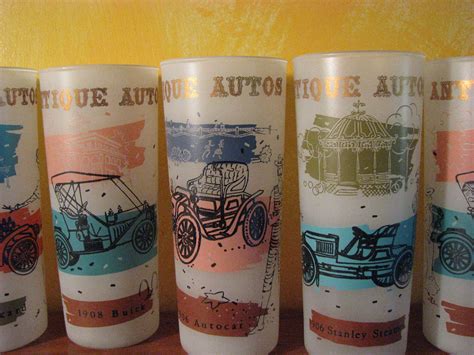 9 Vintage Anchor Hocking Antique Auto Frosted Glasses - Etsy