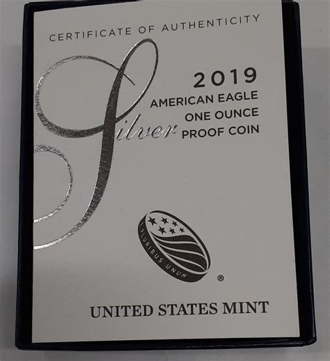 2019 W Proof American Silver Eagle S1 1 Oz Troy 999 Fine In Ogp With