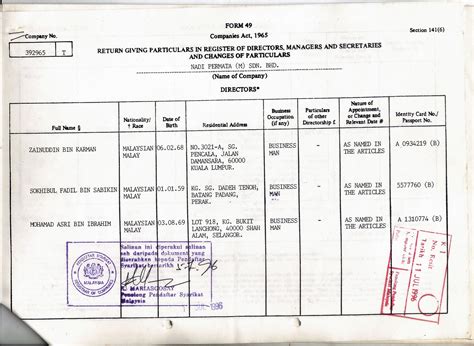 Form 49 Malaysia Sample