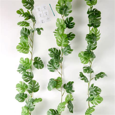 Buy Mbket 3 Pcs 57ft Artificial Monstera Leaf Vines Faux Tropical