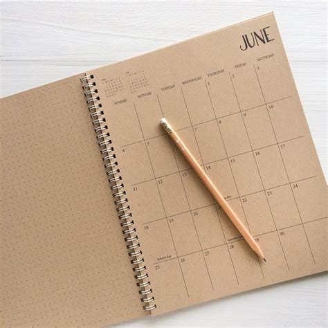 Large Kraft Monthly Spiral Planner Start Any Month 1 Page Etsy