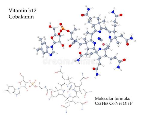 Vitamin B12 Cobalamin 3d Illustration Of Molecular Structure Vitamin