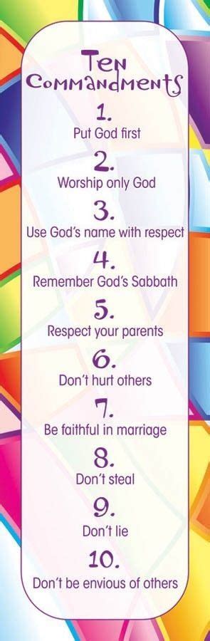 And if we break these good laws, we will ask your children which commandment or commandments were broken. 10 commandments for kids | Sunday school crafts, Ten ...