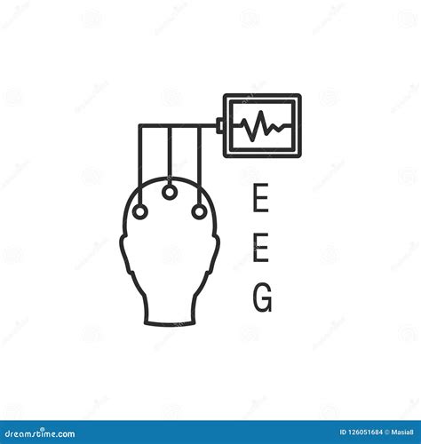 Electroencephalography Vector Line Icon Stock Illustration