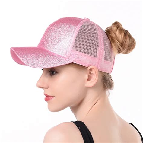 2019 Drop Shipping Glitter Ponytail Baseball Cap Women Snapback Hat
