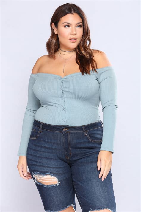 Fool In Love Off Shoulder Bodysuit Blue Fashion Nova