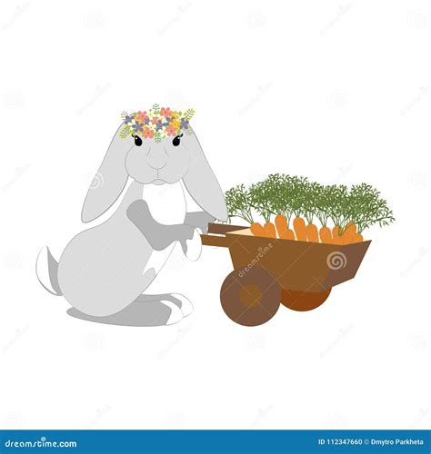 Easter Bunny With Carrots Stock Vector Illustration Of Decorate