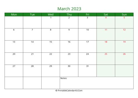 2023 March Calendars Printablecalendar4ucom