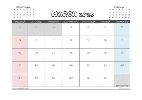 Free Editable Calendar March 2023 Pdf 3 Month Calendar