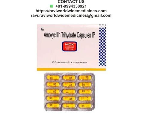 Mox 500mg Capsule Ravi Worldwide Medicines Composition Amoxicillin 500mg Manufactured By