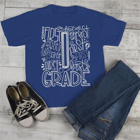Kids Cute 1st Grade T Shirt Typography Cool Tee Boys Etsy New
