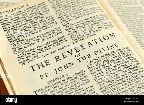 Bible Open At The First Page Of The Book Of Revelation Stock Photo Alamy