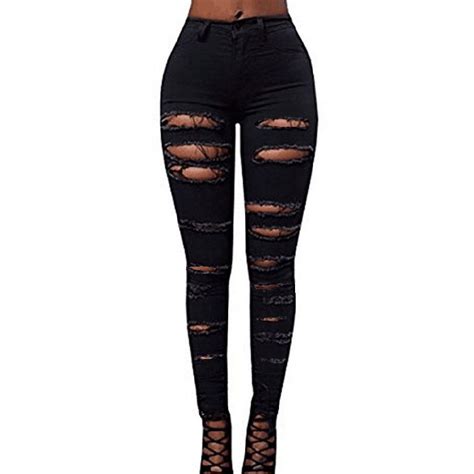 Buy Sexy Women Ripped Jeans Spring Autumn Women Holes Cut Out Punk Street Jeans Denim Pants High