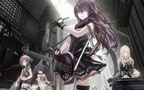 Anime Music Wallpaper Violin Black Hair Anime Girl Singer 1600x1000