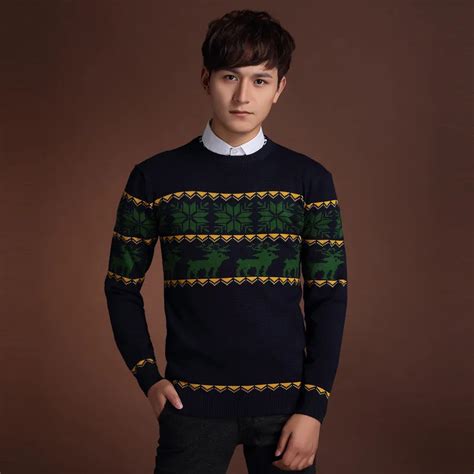 2017 Winter Fashion Casual Male Christmas Sweater Jacquard Knitted