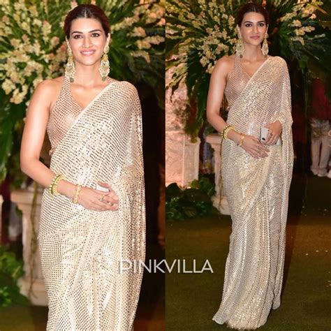 Kriti Sanon Is All Shimmer And Shine In This Beautiful Saree As She Arrives At The Ambani