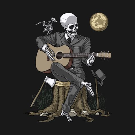 Skeleton Guitar Player Skeleton Guitar T Shirt Teepublic