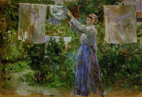 Woman Hanging Out The Wash 1881 By French Impressionist Berthe Morisot