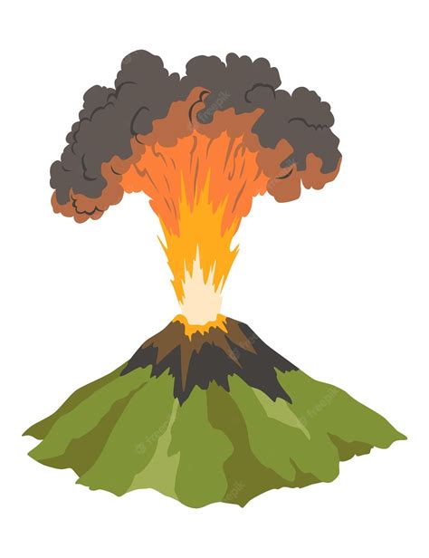 Premium Vector Volcano Icon Magma Nature Blowing Up With Smoke An