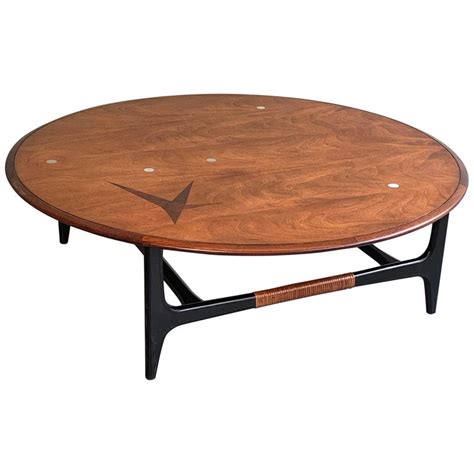 Mid Century Modern Round Inlay Walnut Coffee Table By Lane Alta Vista