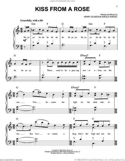 Kiss From A Rose Easy Sheet Music For Piano Solo Pdf