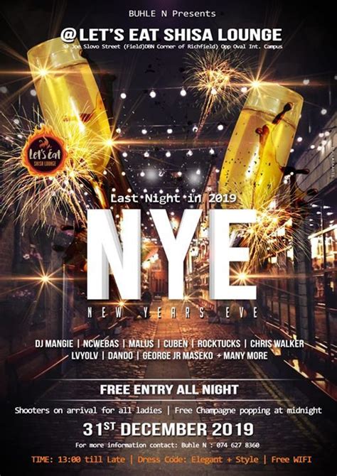 New Years Eve Party At Lets Eat Shisa Lounge Durban