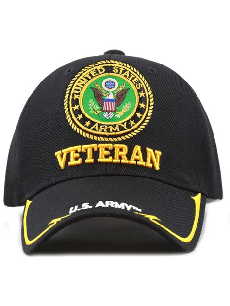 Military Licensed 3d Embroidered Veteran Baseball Cap Black Us Army