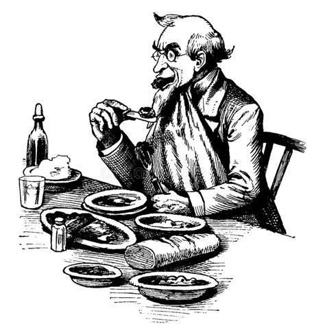 Man Eating Vintage Illustration Editorial Image Illustration Of