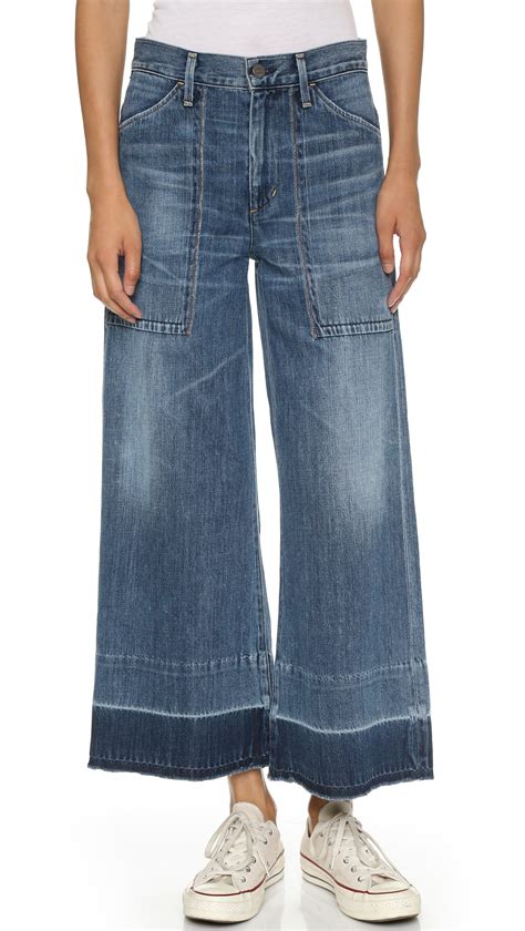 Lyst Citizens Of Humanity Melanie Cropped Wide Leg Jeans In Blue