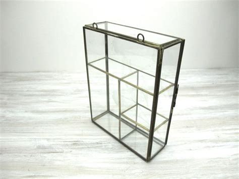 Vintage Glass Display Box Etched Brass And Glass Display Etsy Glass Display Box Etched