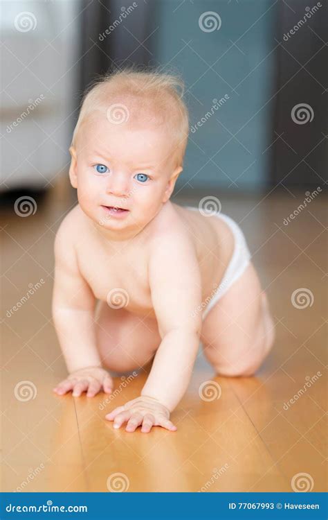 Baby Boy Crawling Stock Image Image Of Infant Innocence 77067993