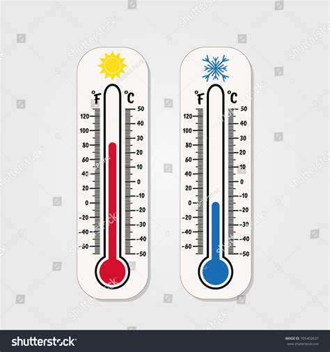 Meteorology Thermometers Isolated Cold Heat Temperature Stock Vector