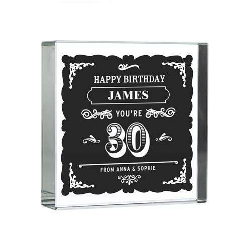 Personalised Vintage Typography Birthday Glass Token