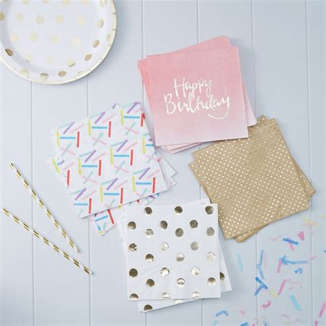 Pink And Gold Party Napkins Pink Happy Birthday Etsy