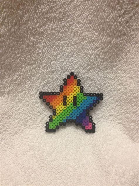 Super Mario Rainbow Star Perler Bead Art By Derpycrafts On Etsy Perler Beads