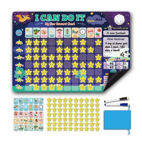 Reward Chart For Kids Behaviour Charts With Golden Stars Daily Routine