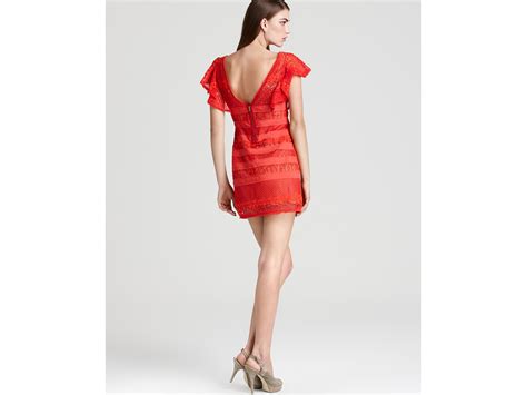 Bcbgmaxazria Dress Renata Lace Dress In Red Berry Red Lyst