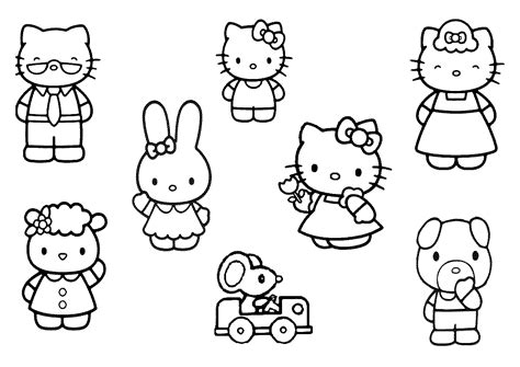 Print Hello Kitty Friends And Family Coloring Pages or Download Hello