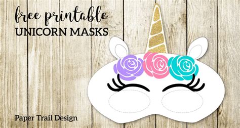 Free Printable Unicorn Masks Paper Trail Design