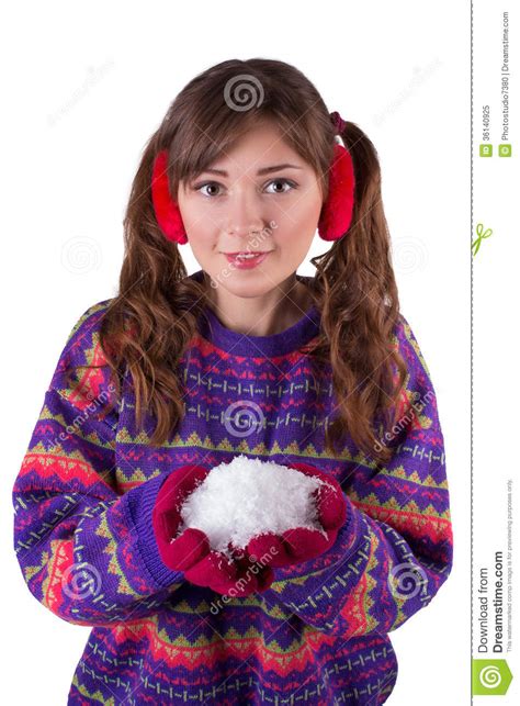 Smile Girl And Snow Stock Image Image Of Symbol Expressing 36140925