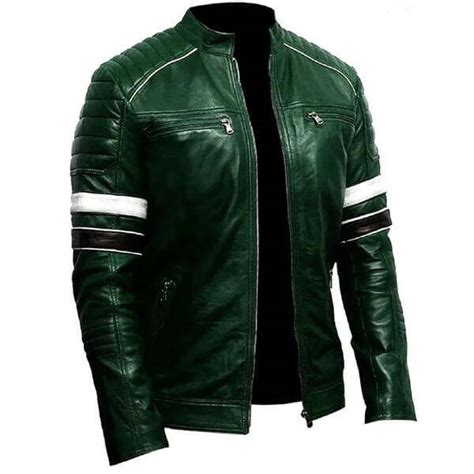 Green Mens Leather Jacket Green Men Biker Leather Jacket Leatheriza