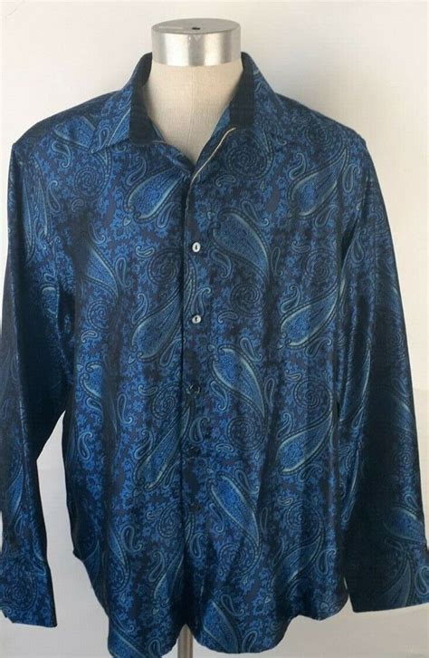 Robert Graham Mens Limited Edition Blue Paisley Shirt Gem