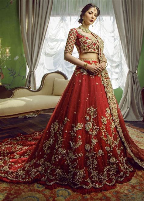 Shop Latest Indian And Pakistani Trail Lehenga Choli In Red Color Buy Bridal Wear In Usa Free