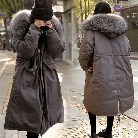 Thicken Warm Winter Coat Women Oversize Fur Down Parka Hooded Outerwear