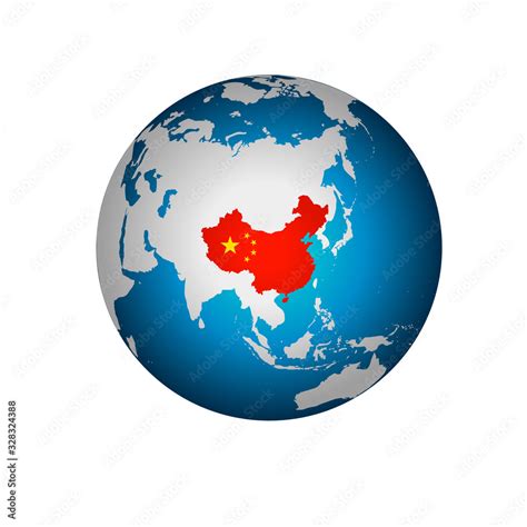 3d Earth Globe With Main Focus On China Map Editable Vector