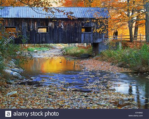 Old Covered Bridge Amid Fall Foliage Near Grafton Vermont