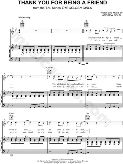 100 images to inspire creativity: Sheet Music: Thank you for being a friend - the golden ...