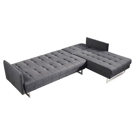 Divani Casa Lennox Modern Fabric Right Facing Sectional Sofa Bed In