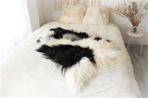 Patchwork Real Icelandic Sheepskin Rug Scandinavian Decor Sofa