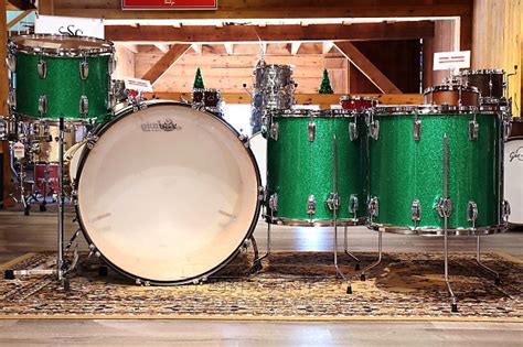 Ludwig Classic Maple 4pc Bonham Drum Set Green Sparkle Reverb